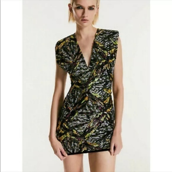 Zara Dresses & Skirts - Zara Multi Color Sequin Mini Dress Size Small